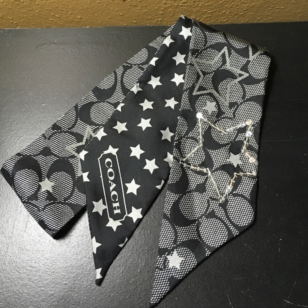 🔴 Coach Sequin Star Ponytail Scarf
